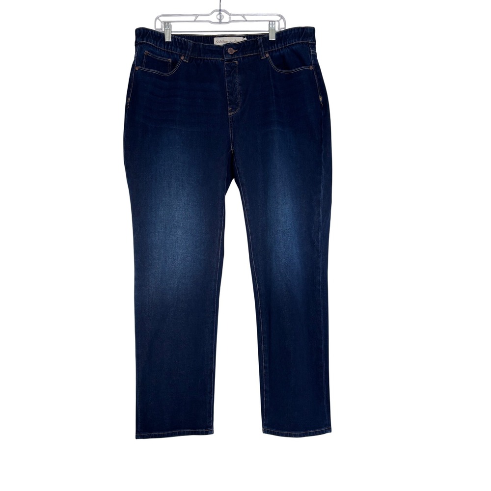 Soft Surroundings Dark Wash Pull On Straight Leg Jeans SDH64 Blue Womens 1X